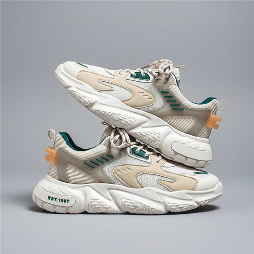 Men's mesh casual walking shoes with lace-up closure