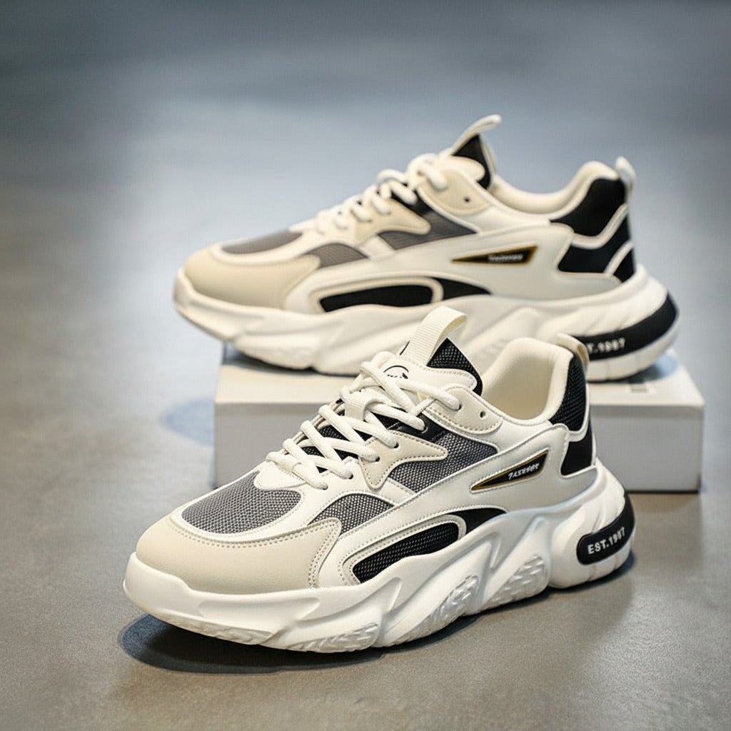 White men's lace-up casual sports shoes